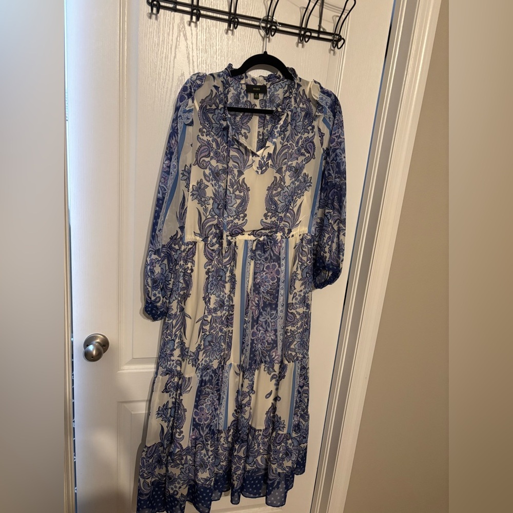 Elegant Blue Floral Dress